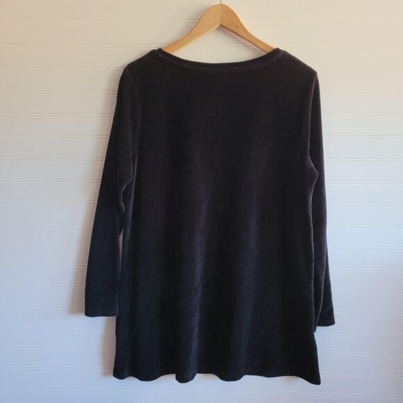 J. Jill Womens Top Size S Black Velour Swing Tunic Pockets Athleisure Cozy - Picture 6 of 8